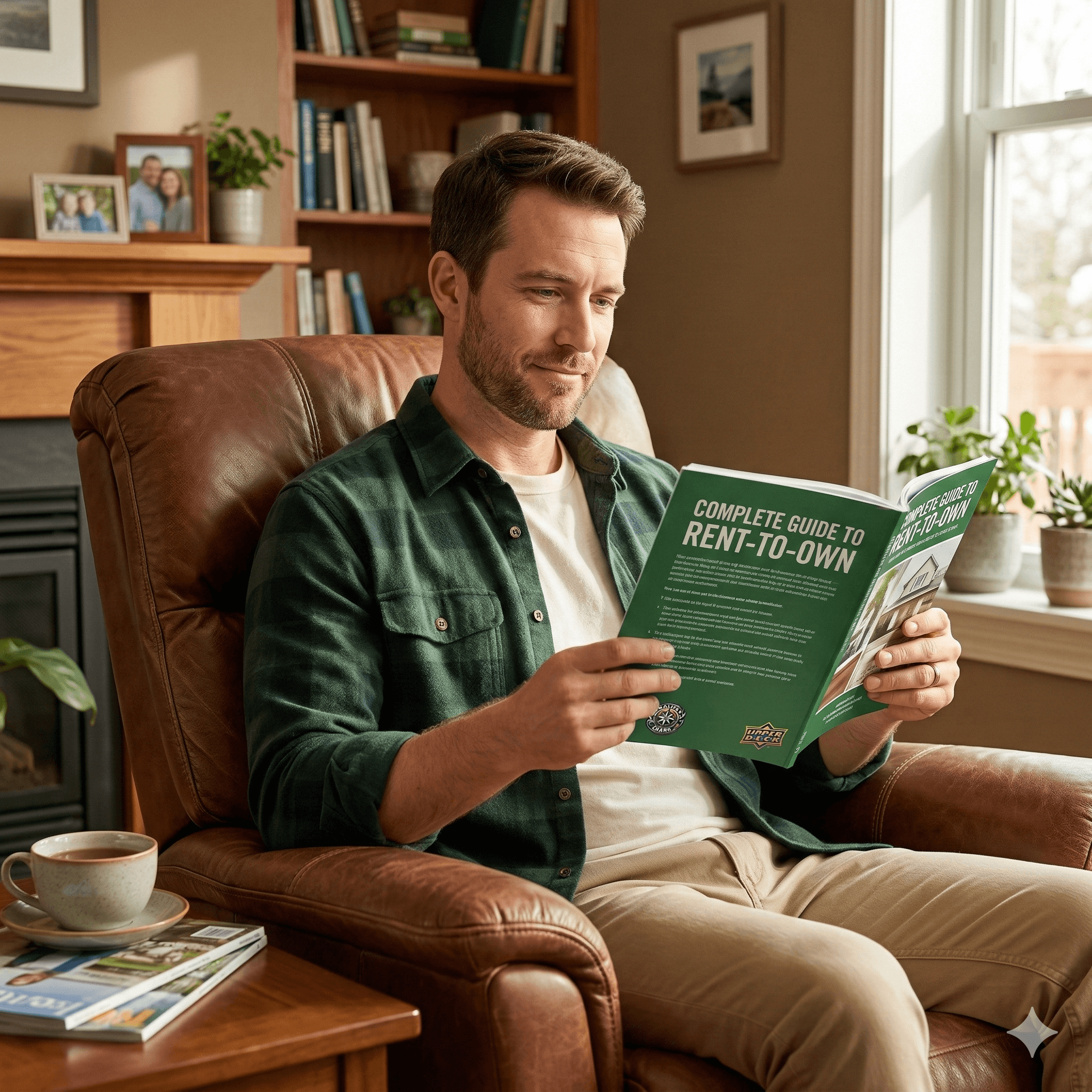 Man reading the complete guide to rent to own