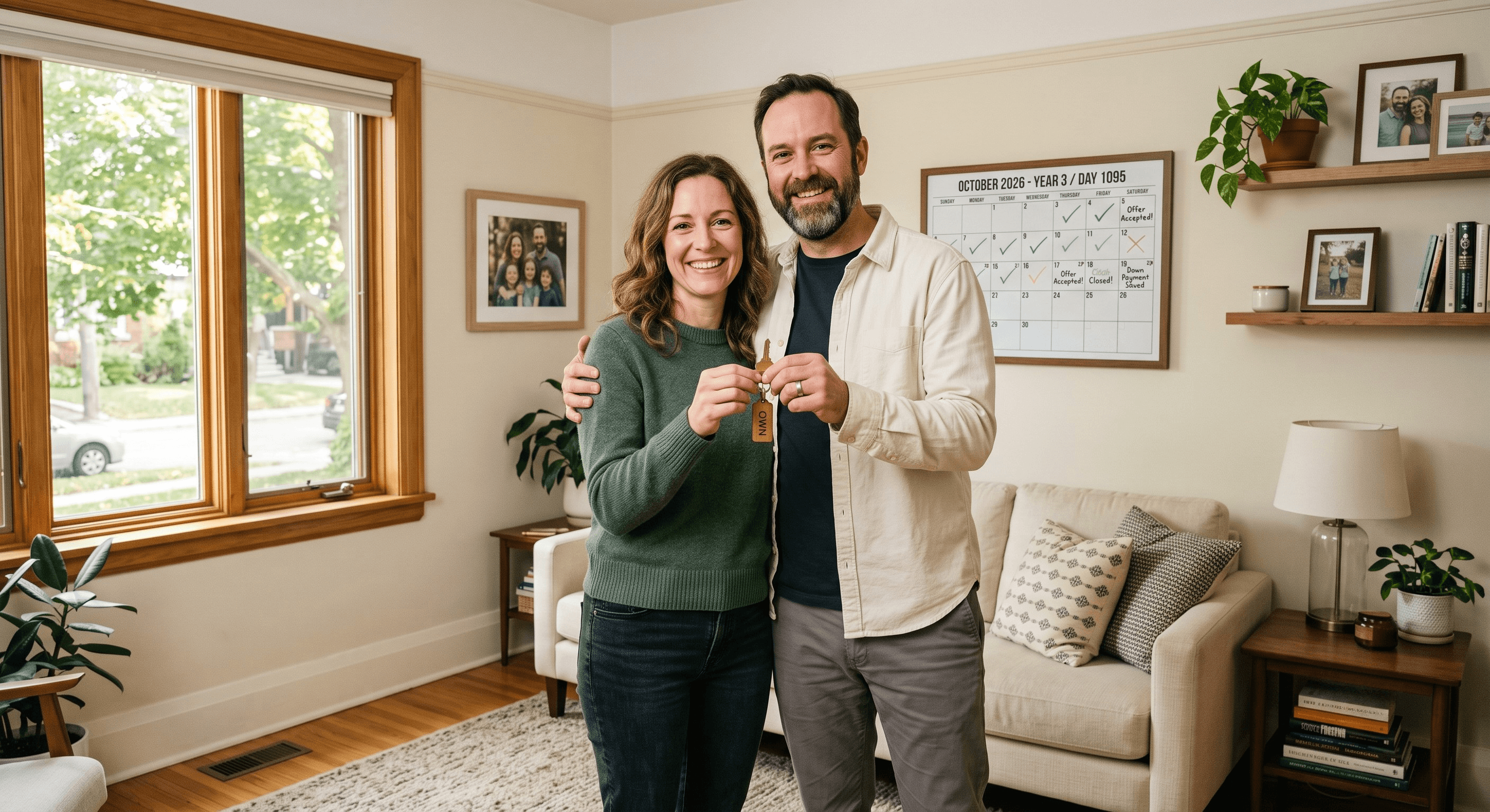 Michael and Danielle after qualifying for their own mortgage at end of rent-to-own term